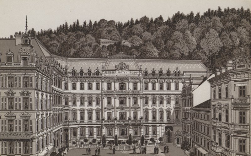 Grand Hotel Pupp (litho) af German School