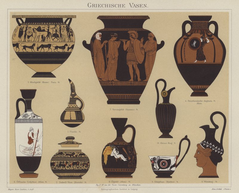 Græske vaser (farve litho) af German School