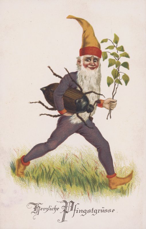 Lykønskningskort til fejring af pinse eller pinsedag. (chromolitho) af German School