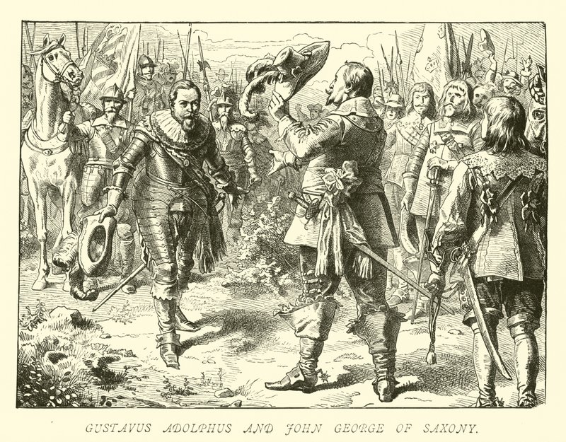 Gustavus Adolphus og John George af Sachsen af German School