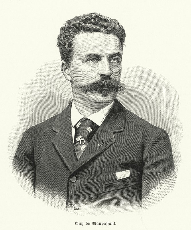 Guy de Maupassant, fransk novelleforfatter (litho) af German School
