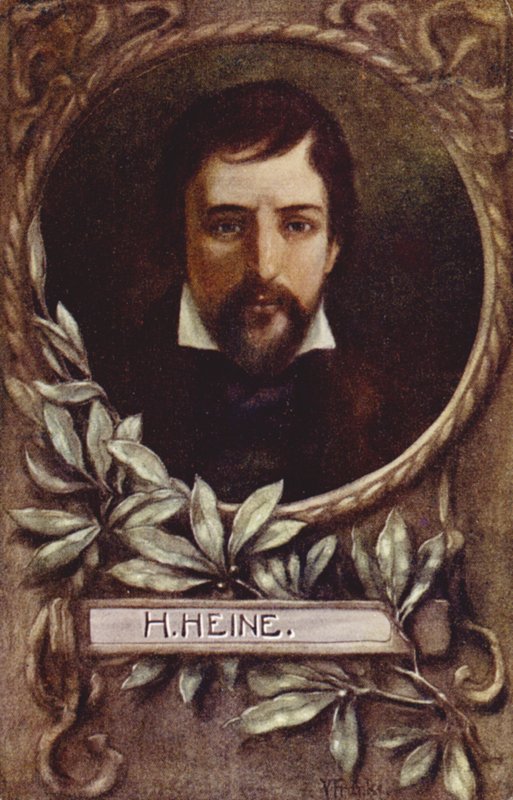 Heinrich Heine, tysk digter (farve litho) af German School