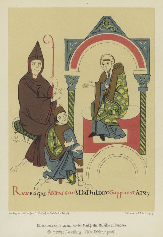 Henrik IV, hellig romersk kejser, knælende foran markgrevinen Matilda af Toscana ved Canossa af German School