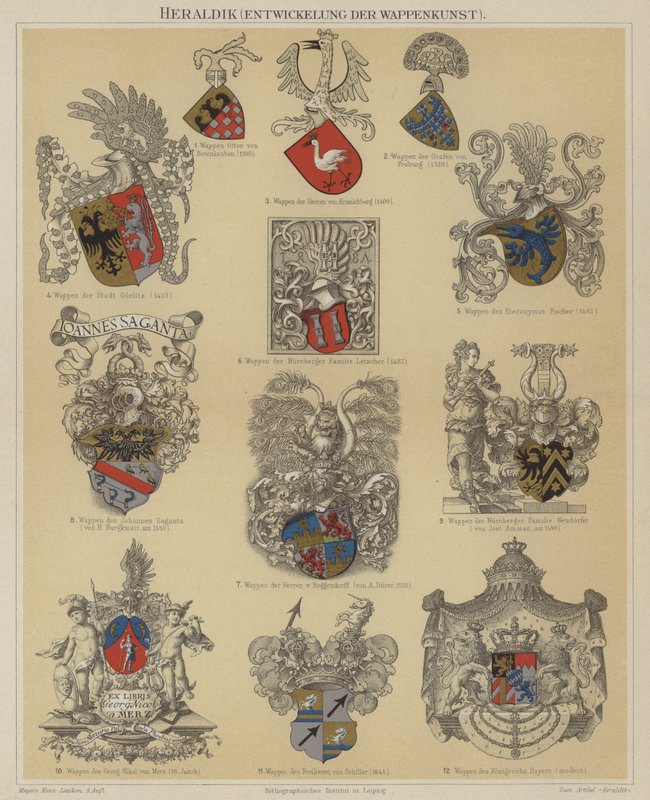 Heraldik (farve litho) af German School