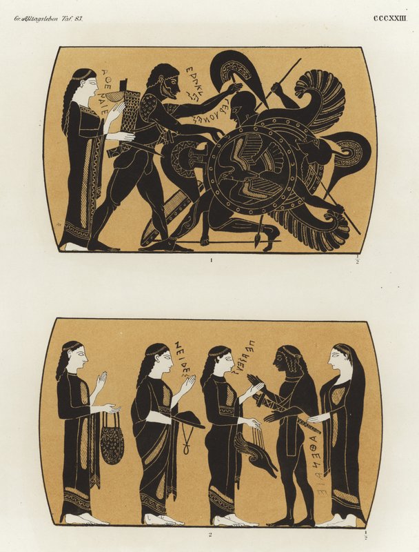Hercules kæmper mod Geryon og Perseus og modtager gaver for at besejre Medusa af German School