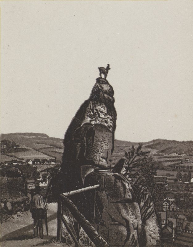 Deer Leap (litho) af German School
