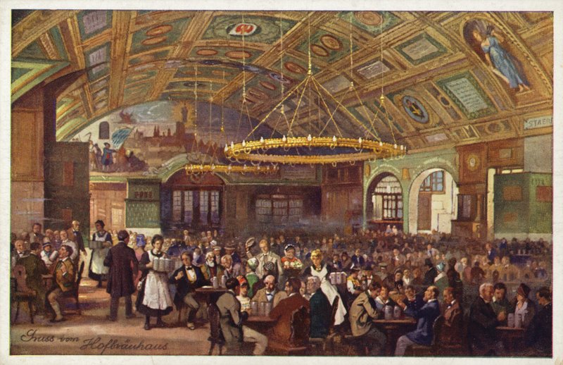 Hofbrauhaus, München (farvelitografi) af German School