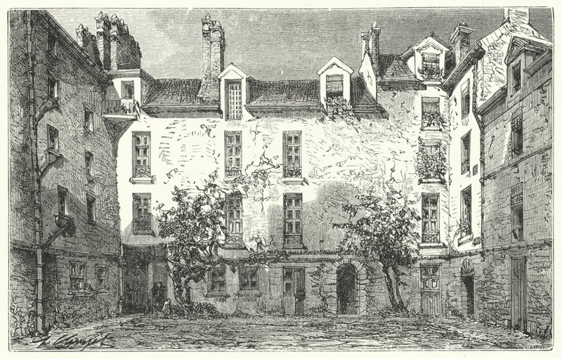 Hjemsted for den franske dramatiker Jean Racine på Rue du Marais i Paris (gravering) af German School