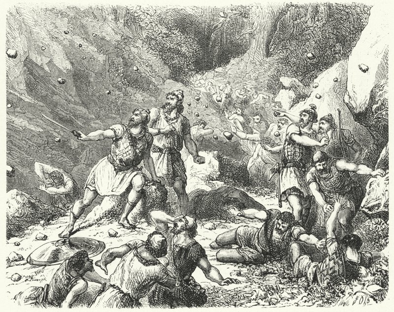 Fjendtlig modtagelse for fønikerne ved Tarsus (gravering) af German School