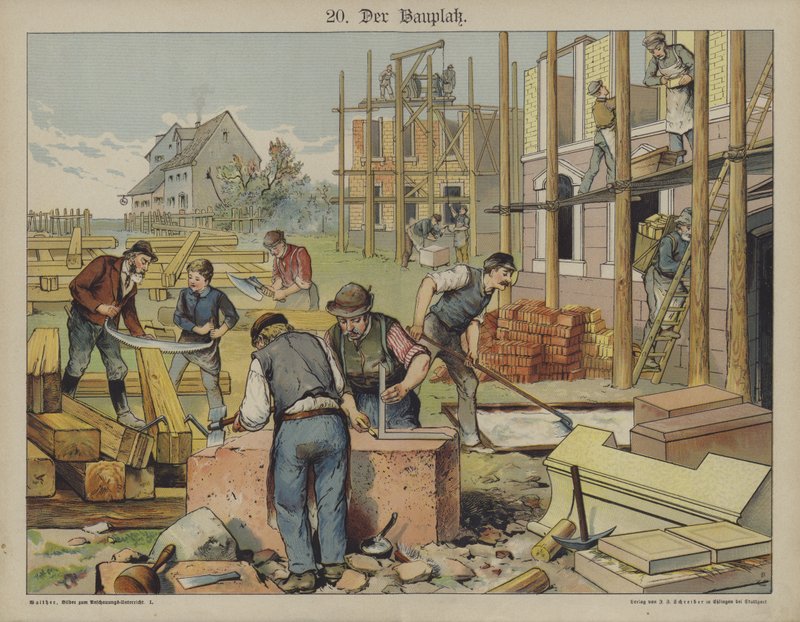 Huskonstruktion (farve litho) af German School