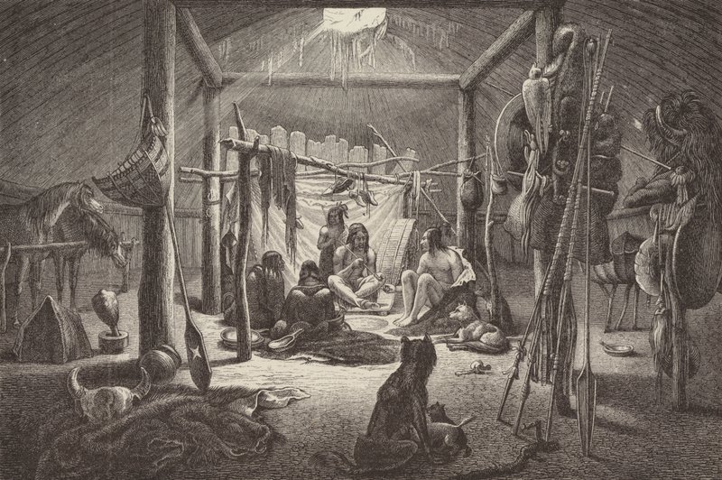 Hytte af nordamerikansk indianerhøvding (gravering) af German School