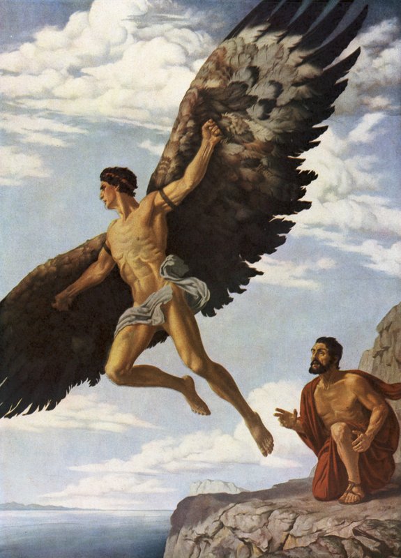 Icarus (farve litho) af German School