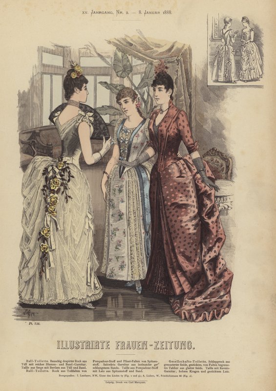 Illustration til Illustrirte Frauen-Zeitung (farve litho) af German School