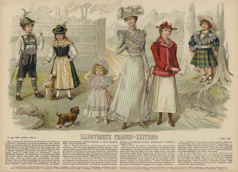 Illustration til Illustrirte Frauen-Zeitung (farve litho) af German School