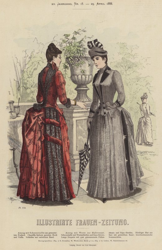 Illustration til Illustrirte Frauen-Zeitung (farve litho) af German School