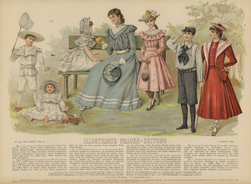 Illustration til Illustrirte Frauen-Zeitung (farve litho) af German School