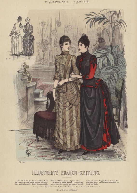 Illustration til Illustrirte Frauen-Zeitung (farve litho) af German School