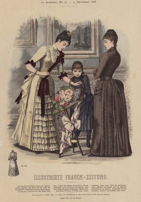 Illustration til Illustrirte Frauen-Zeitung (farve litho) af German School