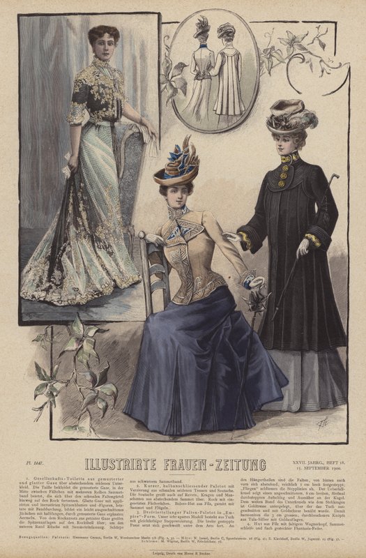Illustration til Illustrirte Frauen-Zeitung (farve litho) af German School