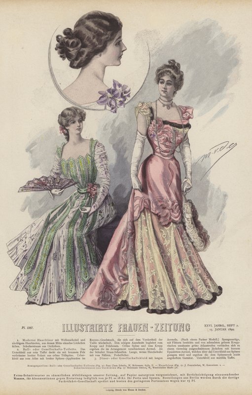 Illustration til Illustrirte Frauen-Zeitung (farve litho) af German School