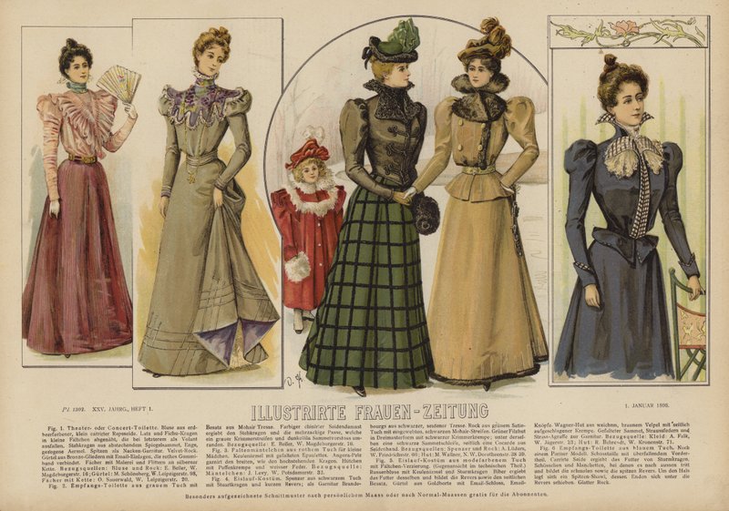 Illustration til Illustrirte Frauen-Zeitung (farve litho) af German School
