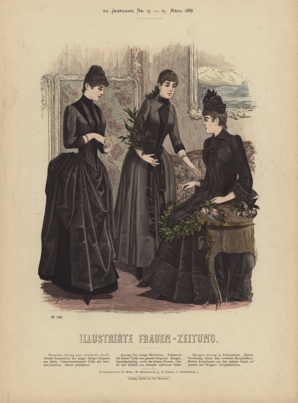 Illustration til Illustrirte Frauen-Zeitung (farve litho) af German School