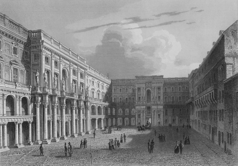 Indre gårdhave til det kongelige palads, Berlin (stålgravering) af German School