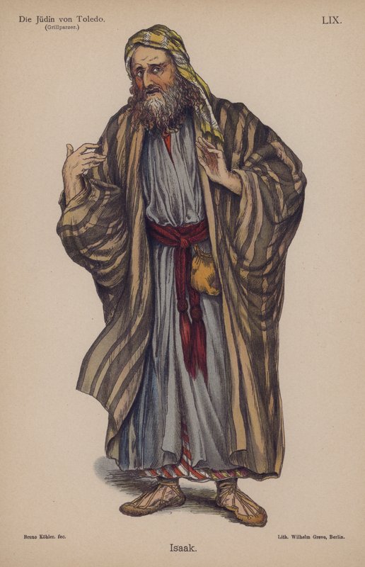 Isaac, fra Die Judin von Toledo (Jødinden af Toledo) af Franz Grillparzer (farve litho) af German School