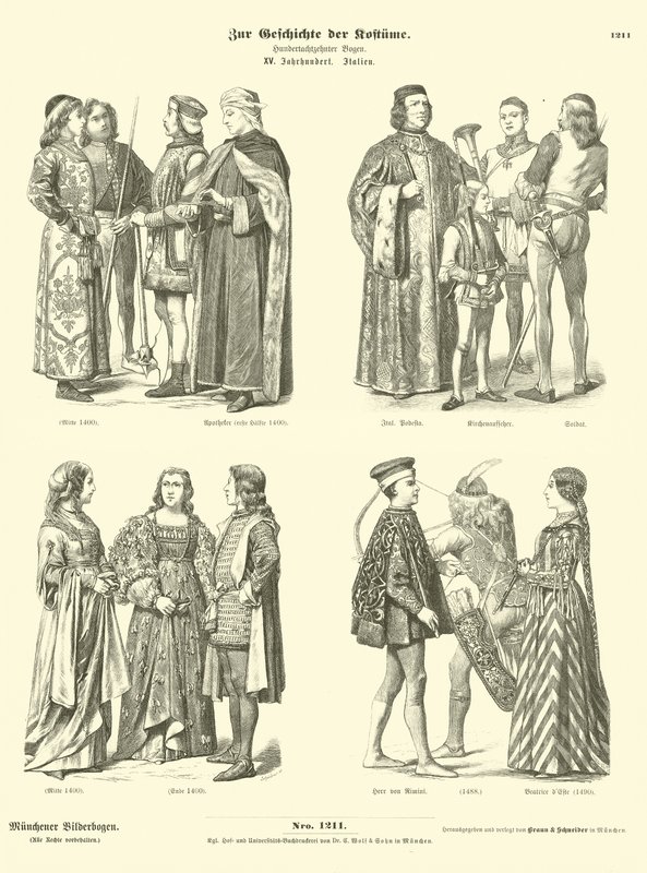 Italian costumes, 15th Century  af German School