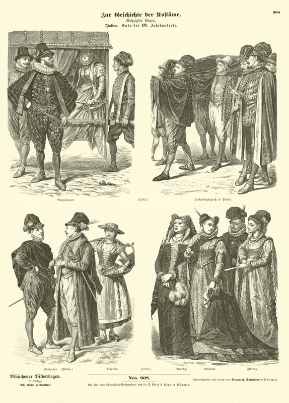 Italian costumes, late 16th Century  af German School