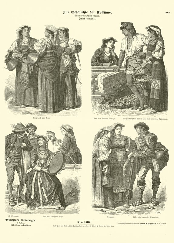Italian costumes, late 19th Century  af German School