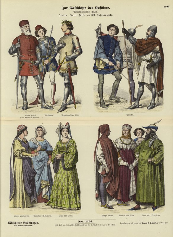 Italian costumes, second half of 14th Century  af German School