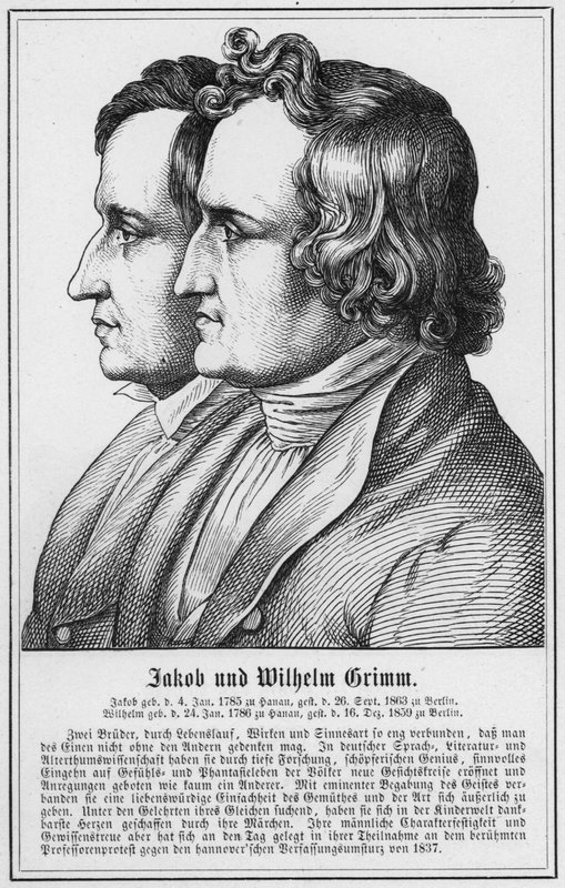 Jacob og Wilhelm Grimm (stik) af German School