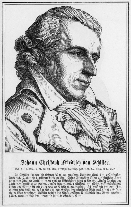 Johann Christoph Friedrich von Schiller (stik) af German School