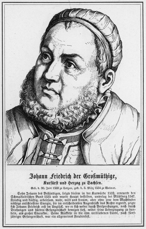 Johann Friedrich den Crokmuthige, kurfyrste og hertug af Sachsen (stik) af German School