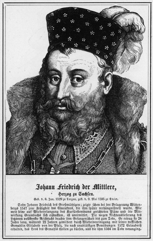 Johann Friedrich den Mellem, hertug af Sachsen (stik) af German School