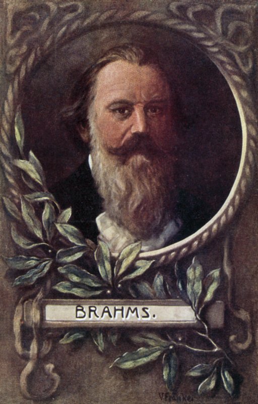 Johannes Brahms, tysk komponist og pianist (farve litho) af German School