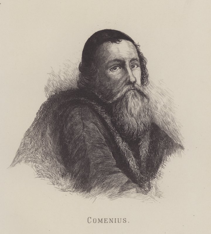 John Amos Comenius, tjekkisk filosof, teolog og uddannelsesforkæmper (litho) af German School