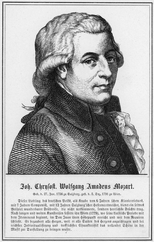 John Chrysostom Wolfgang Amadeus Mozart (gravering) af German School