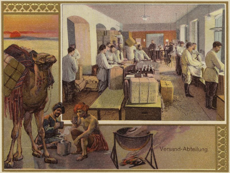 K og S Popov Brothers reklame (farvelitografi) af German School