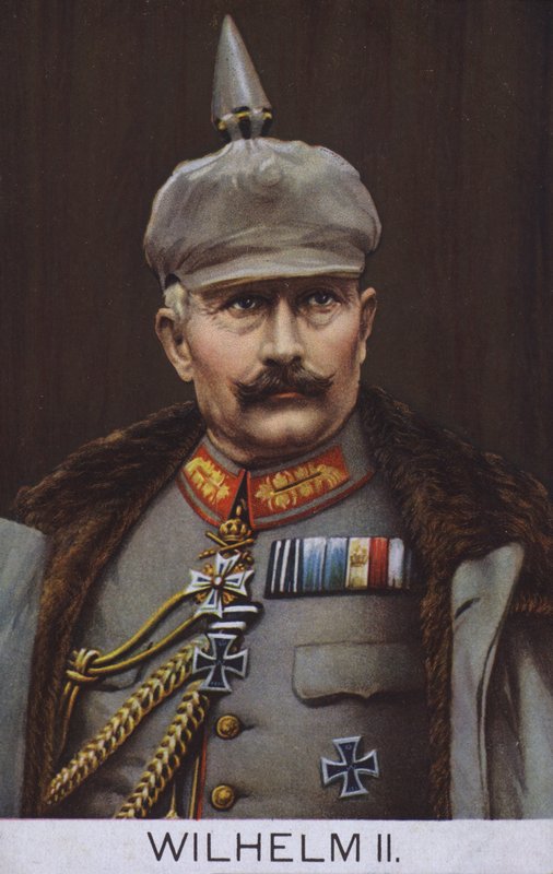 Kejser Wilhelm II af Tyskland i militæruniform (farvelitografi) af German School