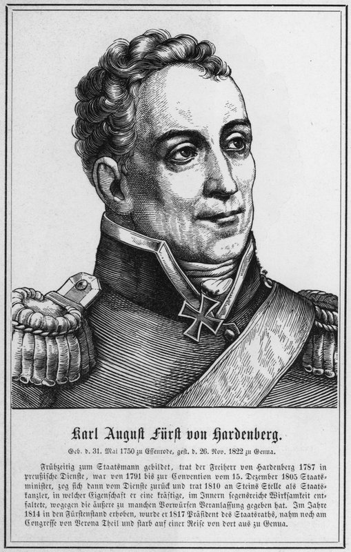 Karl August Furst von Hardenberg (gravering) af German School