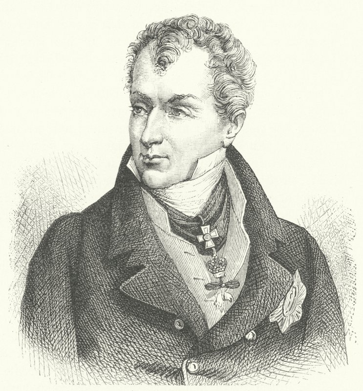Klemens von Metternich, prins af Metternich-Winneburg, tysk diplomat og statsmand (gravering) af German School