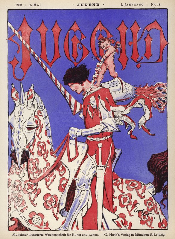 Ridder til hest (farve litho) af German School