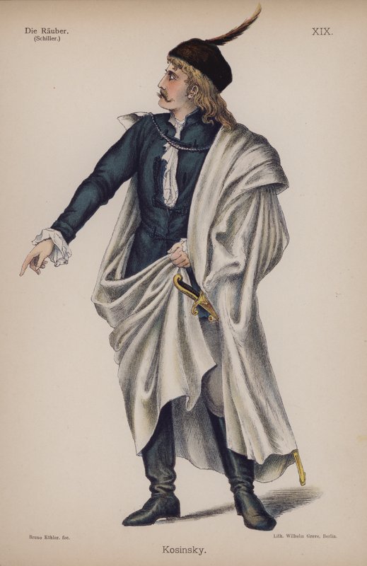 Kosinsky, fra Die Rauber (Røverne) af Friedrich Schiller (farve litho) af German School
