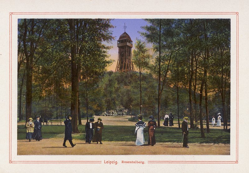 Leipzig, Rosentalberg (farvelitografi) af German School