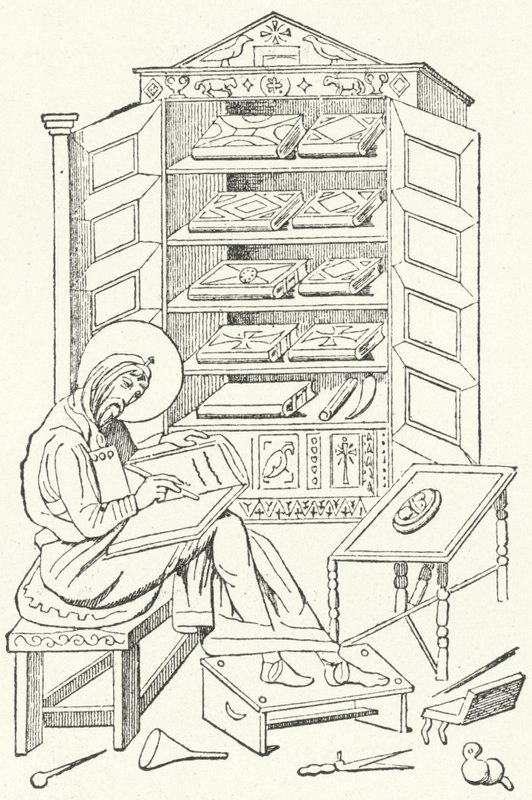 Bibliotek for en borgerlig borger i det østromerske imperium (gravering) af German School