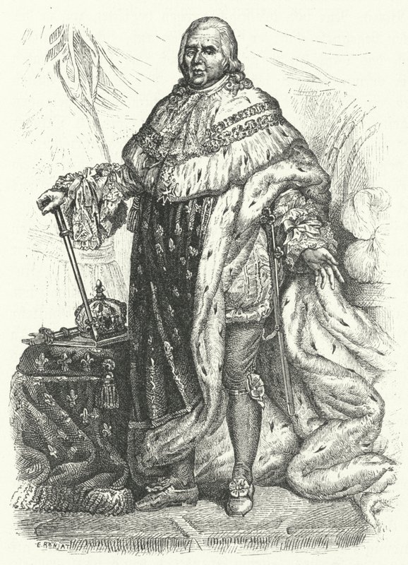Ludvig XVIII, konge af Frankrig (gravering) af German School