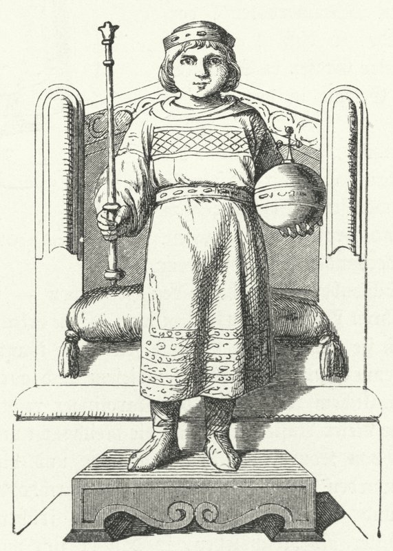 Ludvig Barnet, sidste karolingiske konge af Østfrankien (gravering) af German School