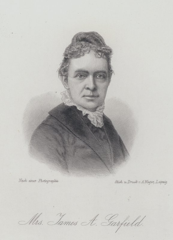 Lucretia Garfield, hustru til den amerikanske præsident James A Garfield (gravering) af German School